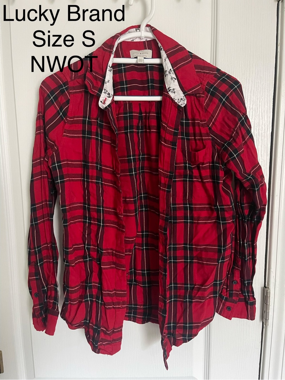 Lucky Brand Red and Black Plaid Button-Down Shirt
